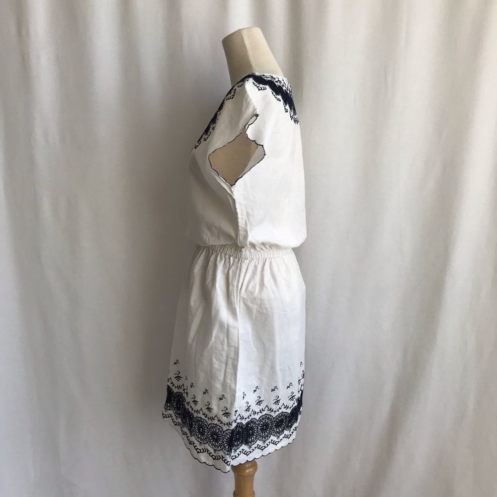 J.Crew Embroidered Linen Blend Mini Dress European Coastal Summer Resort XXS - Picture 8 of 14